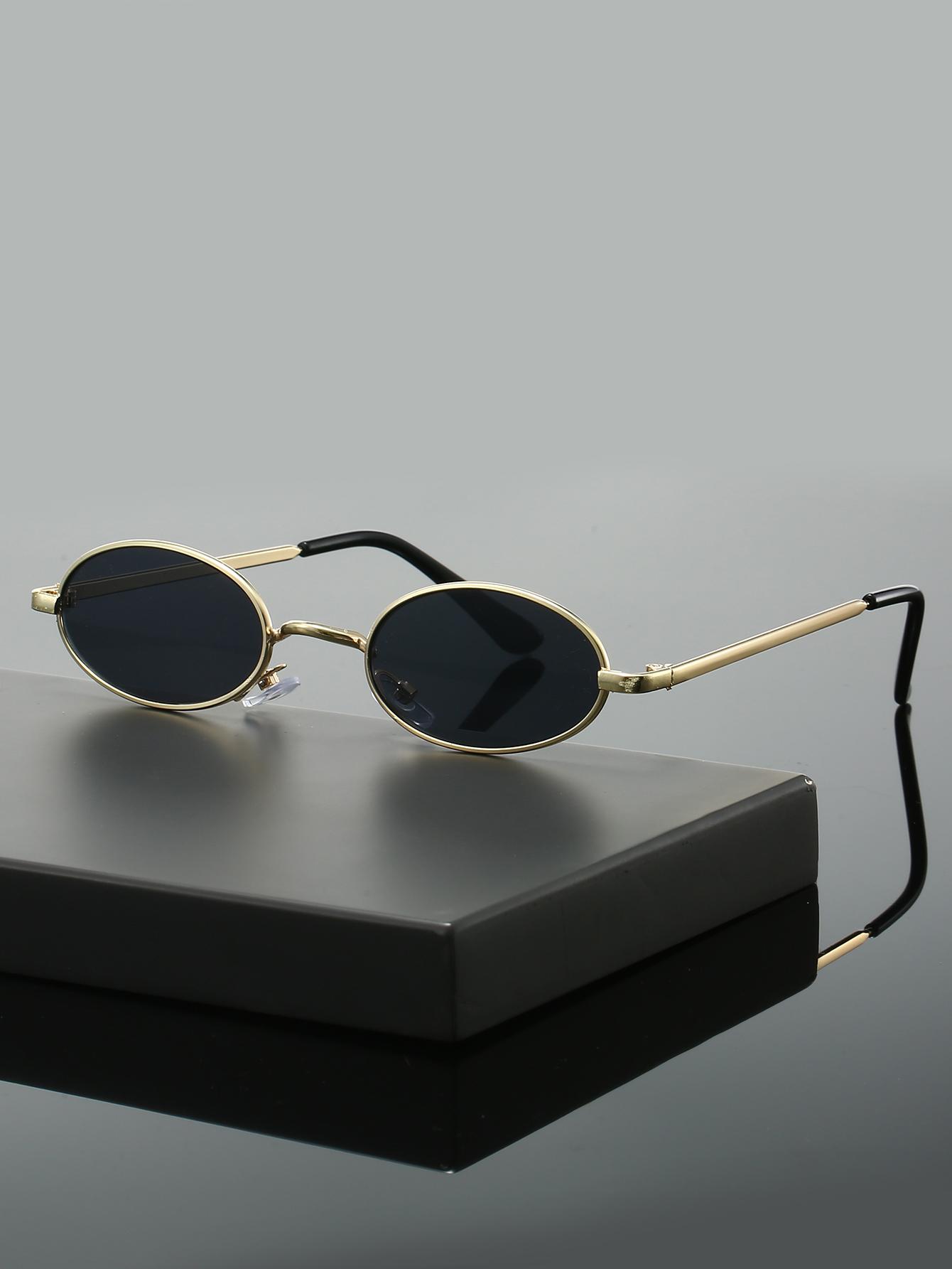 

1Pc/2Pcs European and American Classic Popular Color Scheme Simple and Stylish Oval Sunglasses Suitable for Vacation Wear