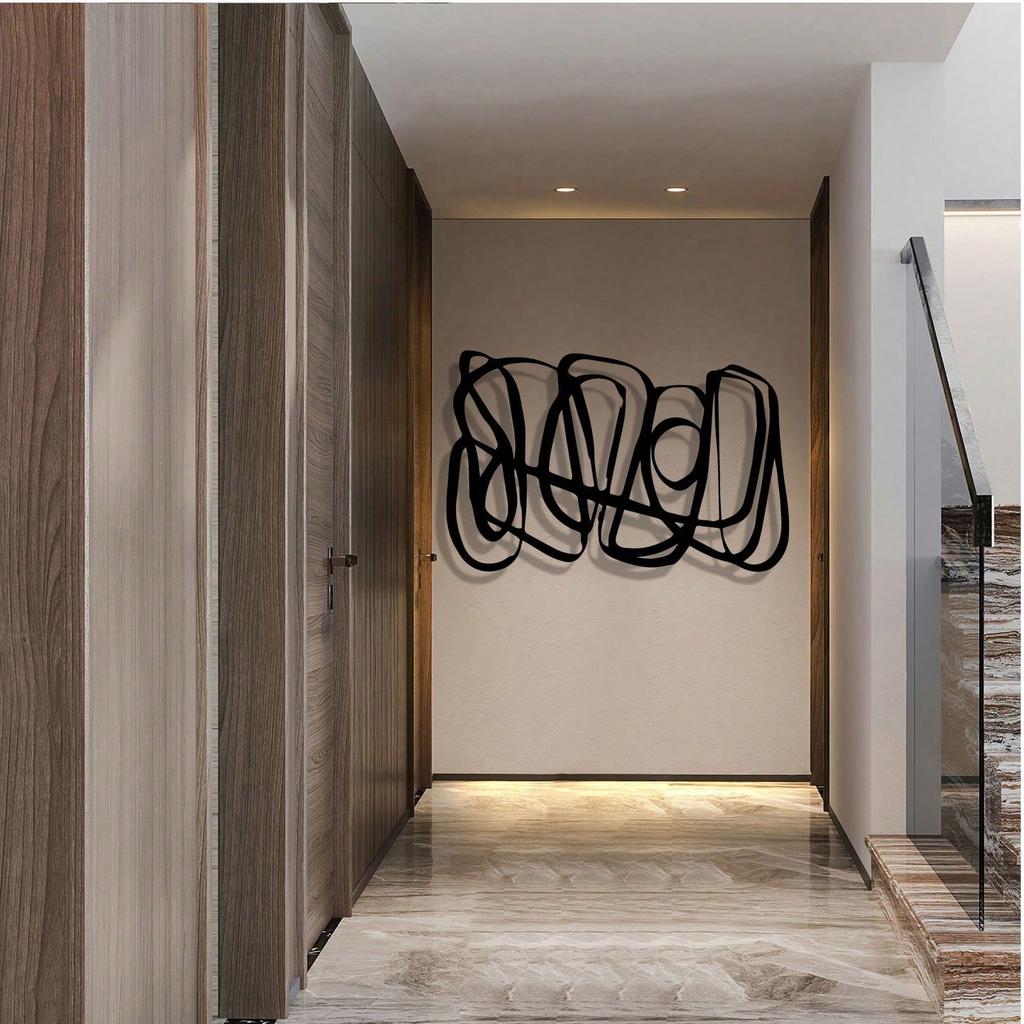 Modern Linjär Metallväggkonst Abstrakt Skulptur Väggdekoration för Hemkontor Samtida Gåva