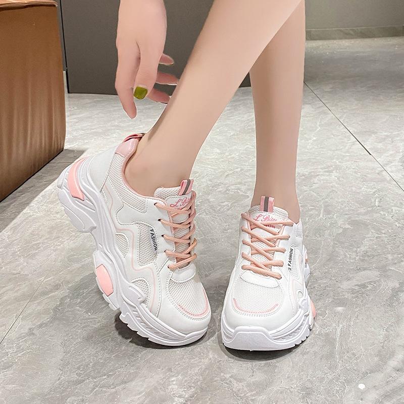 

Інтернет-зірка літо нові дихаючі зручні татові кросівки жіночі 2025 мафін платформа повсякденні спортивні модні сітчасті кросівки 41 рожевий