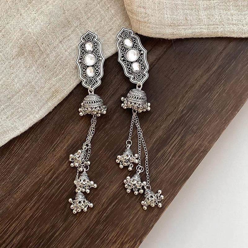 2pcs etro Ethnic Style Alloy Tassel Hair Clip Elegant Imitation Pearl Bang Side Clip Matching Accessorie Daily Party Photography