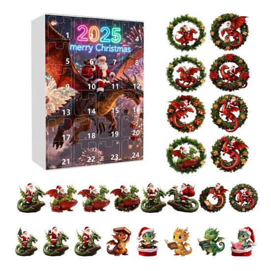 Advent Calendar Santa Claus Flying Dragon Design 24-Day Countdown Festive Family Activity Calendar Festive Atmosphere Enhancer