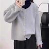 Autumn and winter new round neck solid color knitted cardigan loose lazy soft waxy sweater women's coat tide