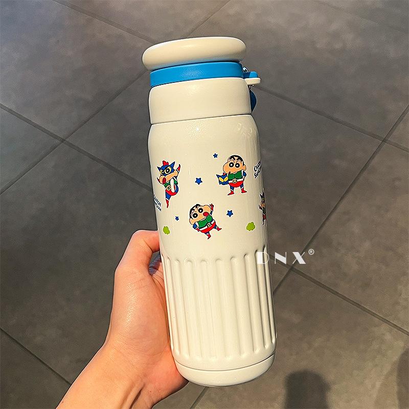 Crayon Small New Large Capacity Stainless Steel Thermos Cup Cartoon Student Sippy Cup Couples Cup Birthday Gift for Men and Women