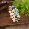 Color painting oil geometric oval elastic bracelet, fashionable and high-end women's versatile alloy bracelet