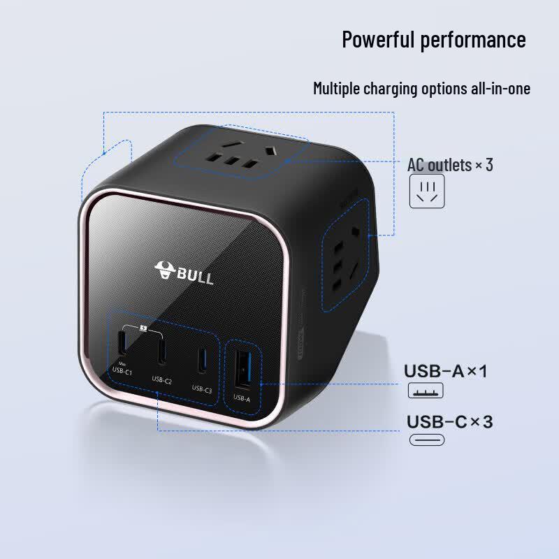 BULL 100W GaN Fast Charging Desktop Power Strip CN plug (adapter included)