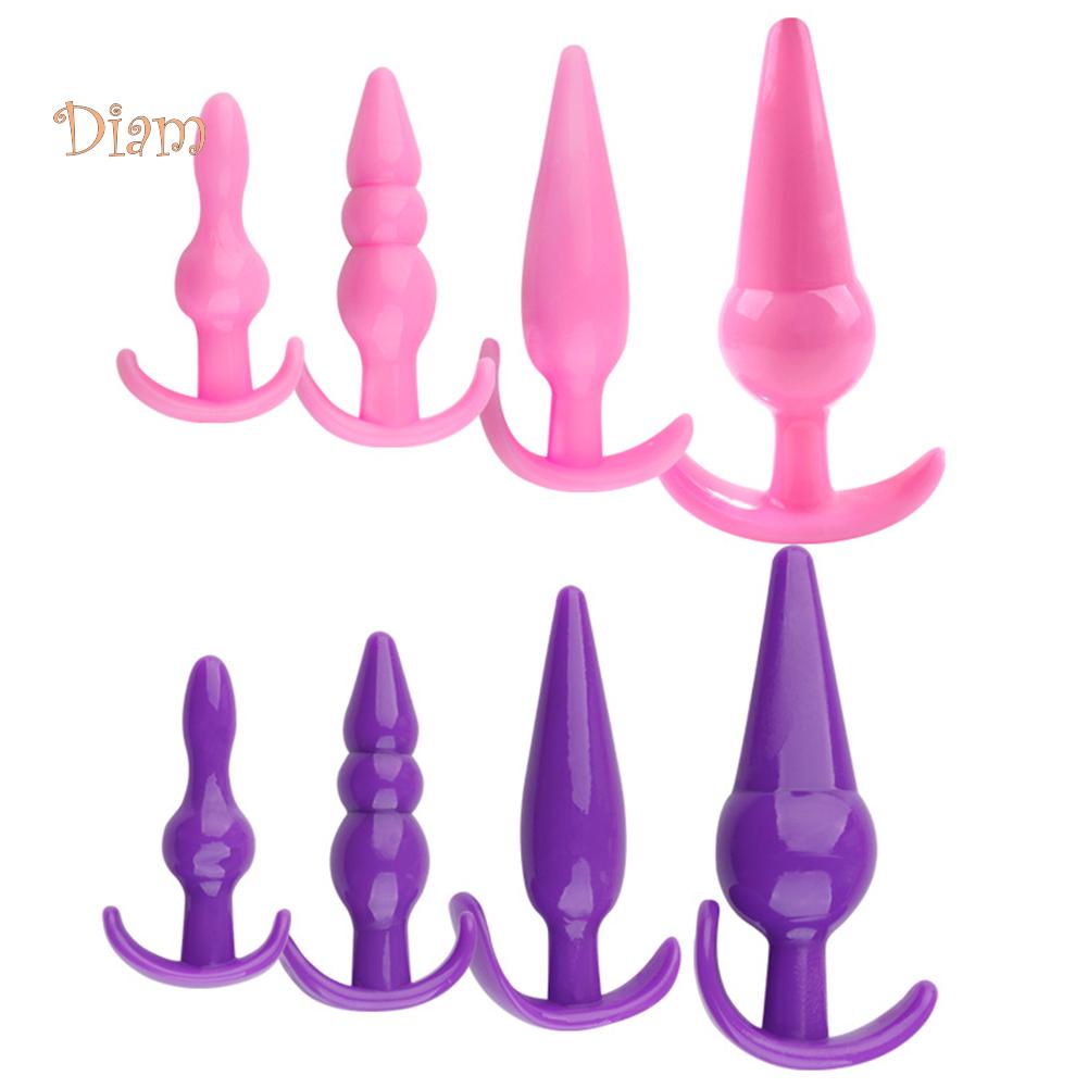 lollipops 4Pcs T-Bar Base Butt Anal Plug Massager Couple Flirting Masturbation Sex Toy