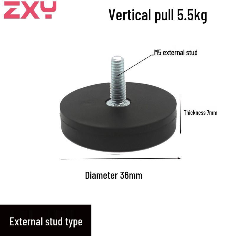 36mm Rubber Coated Neodymium Magnet Cup Base - Strong, Colored, Round Magnet