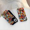 Retro oil painting flower mobile phone case iPhone16 anti-drop two-in-one film Apple mobile phone case 17promax