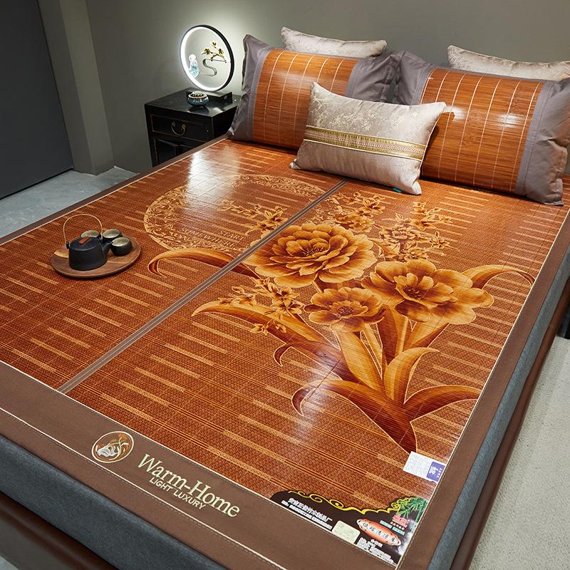 Bamboo Ice Silk Summer Cooling Mat: Foldable Double-Sided Mat for Dormitory or Home, 1.8m