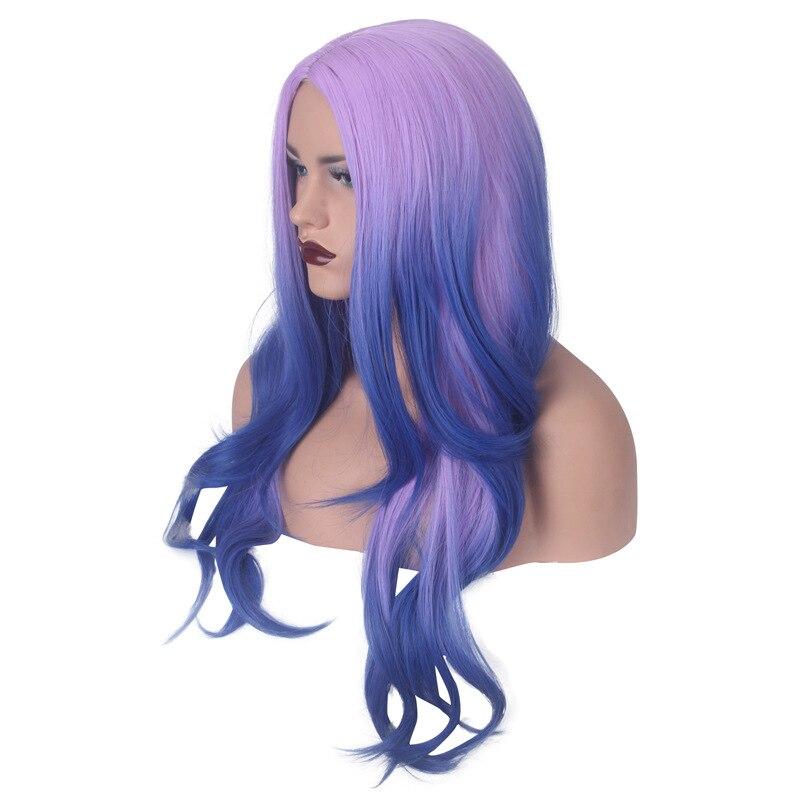 Аниме 75 см Новый Фиолетовый Синий Парик Омбре Длинные Волнистые Синтетические Волосы — фото 4