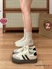 Versatile 2025 Women's Thick-Soled White Retro Skate Shoes for Spring & Autumn