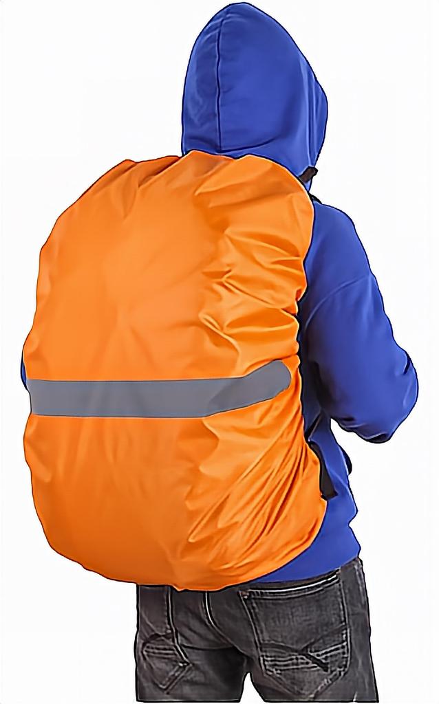 Rucksack Cover Waterproof Design Cross Buckle Rain Cover High Durability Reflective Tape XXL (Orange, (80L))