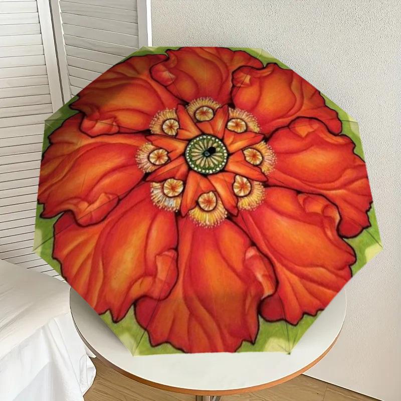 

1pc Flower Mandala Automatic Folding Umbrella - Compact 8-Rib Design,Perfect Gift for Friends & Family yy250926032