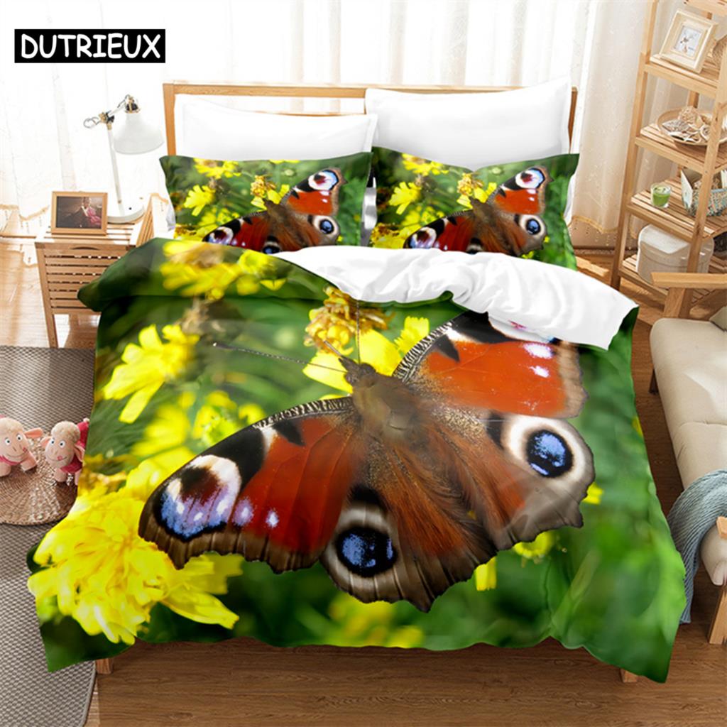 Butterfly Queen Bedding Set Duvet Cover Kids Bedroom Bed Set Comforter Cover Set King Size Duvet Cover Set Bedding Sets
