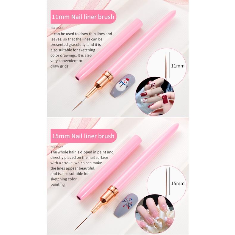 7/9/11/15/20mm Nail Art Liner Brush DIY Drawing Lines Stripe Flower Painting Pen Pink