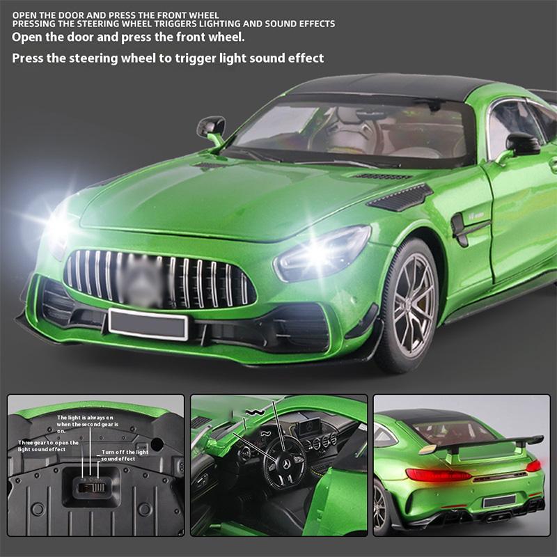 1/18 Scale BENZ AMG-GTR Cool Alloy Sports Car Model, Simulated Interior Details, Cool Lighting and Sound Effects, Exquisite Desktop Ornaments