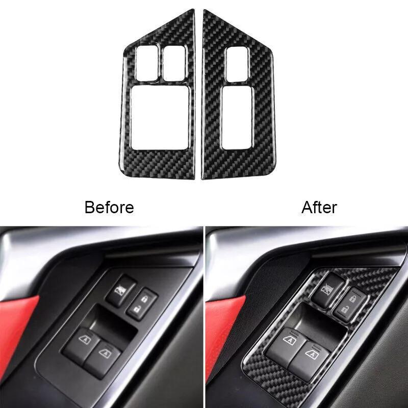 Real Carbon Fiber Car Window Switch Panel Cover Trim For 08-16 Nissan GT-R R35