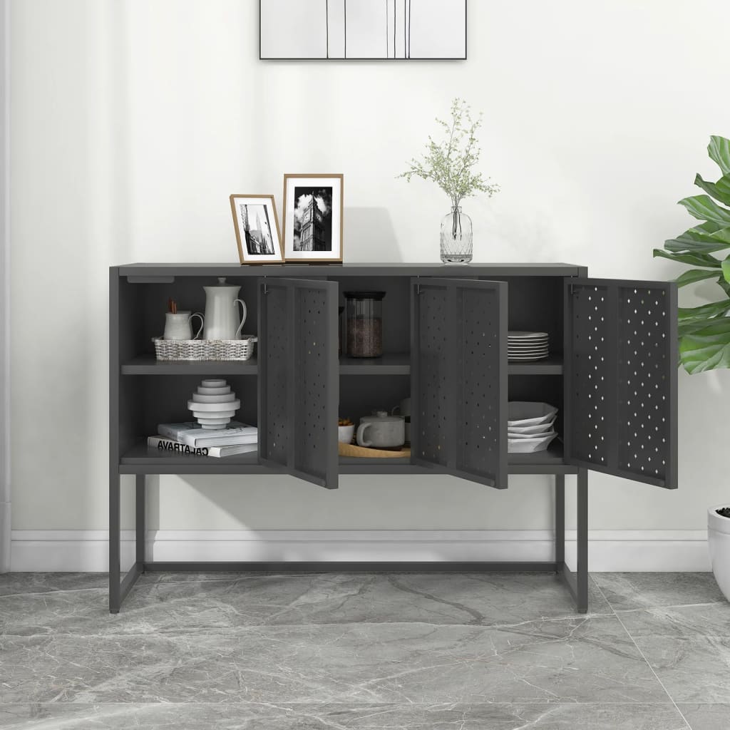 Vidaxl Szafka Boczna, Antracytowa, 105X35X75 Cm, Stal