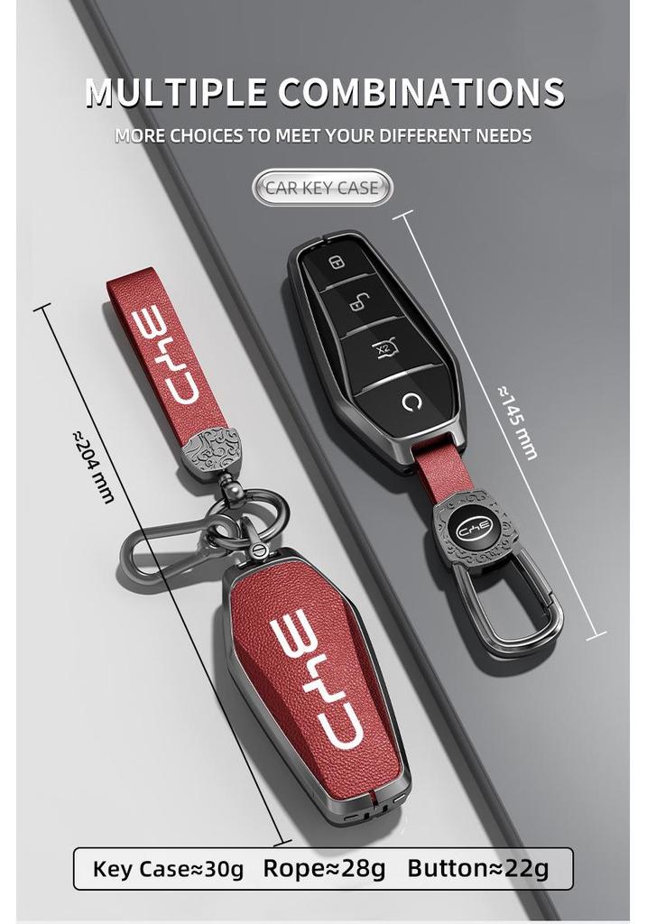 BYD Han Key Cover - Compatible with BYD Qin Pro, Song Max New Energy, Tang, and Song Plus Cars, Features Metal Shell and Bag Buckle.