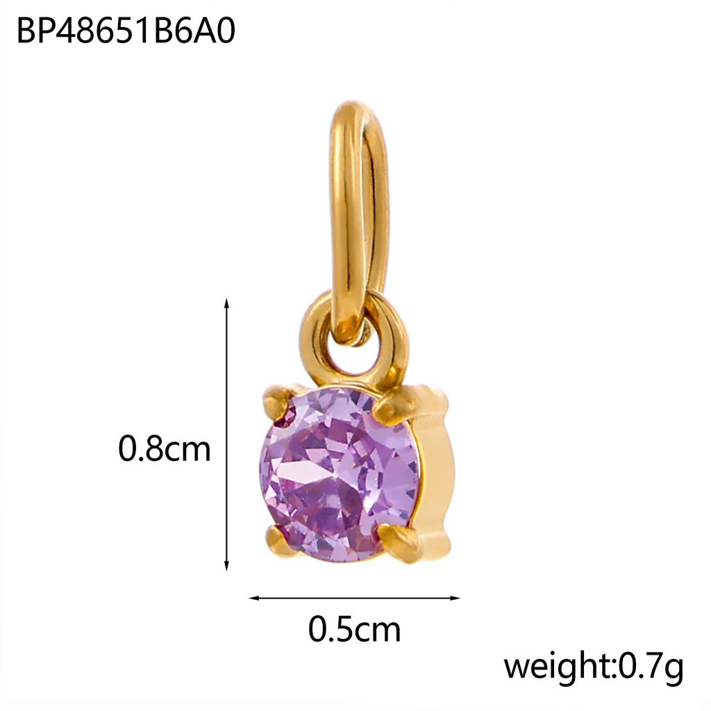 CARLIDANA Good Quality Long Lasting Color Retention Stainless Steel Gold-Plated Colorful Inlaid Transparent Zircon Pendant Charm