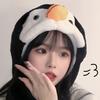 Cute Student Plush Hat Penguin Ear Protection Hat Women's Outdoor Cycling Windproof Warm Funny Hat Headgear Tide