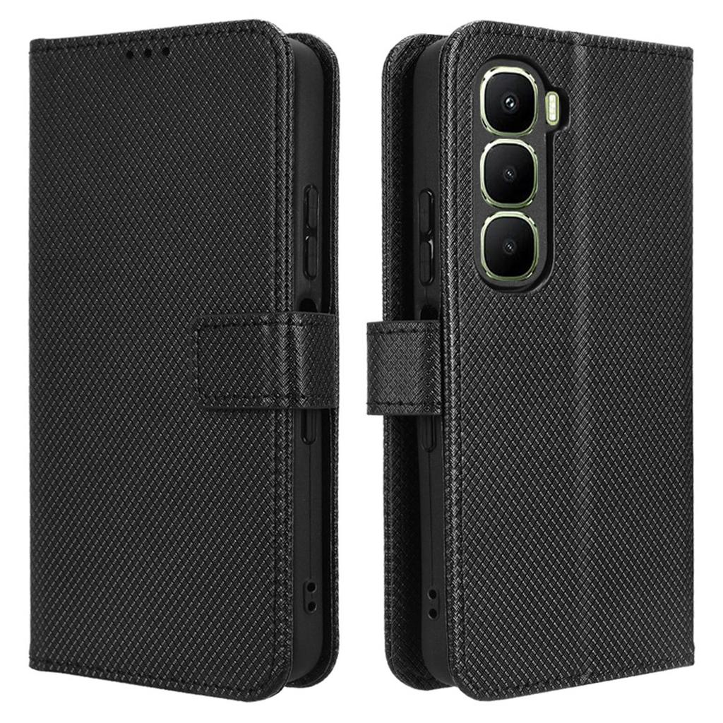 For Infinix Hot 60 5G/Hot 60i 4G Leather Wallet Case with Strap Diamond Texture Phone Cover