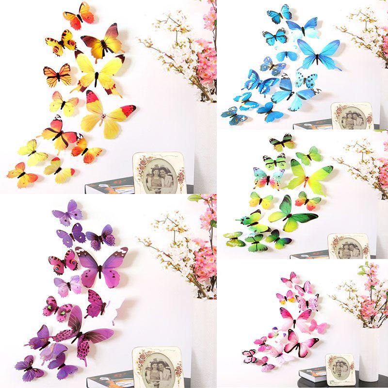 Exquisite 12pcs 3d Butterfly Wall Stickers Perfect For Stylish Bedroom Decor And Decoration