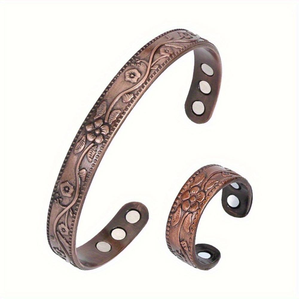 Retro Floral Bracelet & Ring Set - Resort-style elegant jewelry gift for women.