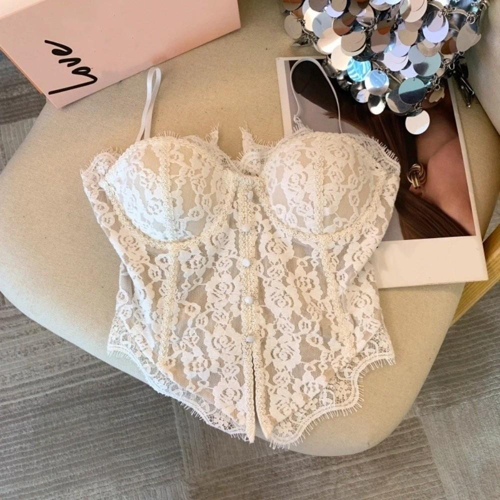 Slim fit Lace Corset Sleeveless Suspender Vest Elegant Lace Camisole Spring Summer