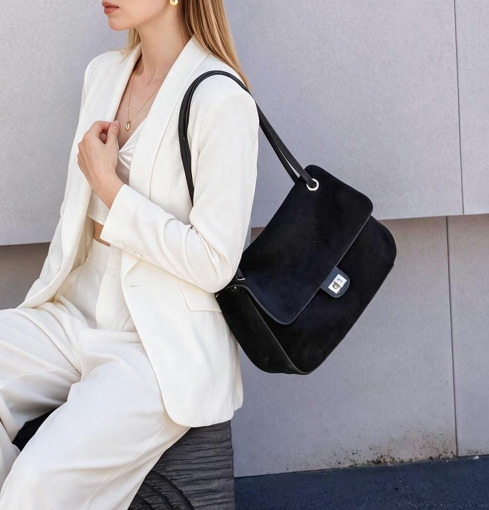 NIKI BAGS Large-capacity women's tote bag casual commuting shoulder bag simple leather bag suede leather high-quality hobo bag