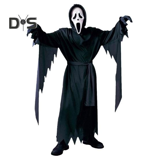 1 szett gyerekeknek Halloween jelmez szett hátborzongató szellem Cosplay maszk kesztyűk öv köntös öltöny farsangi parti előadás kísértetházi gyerekruha