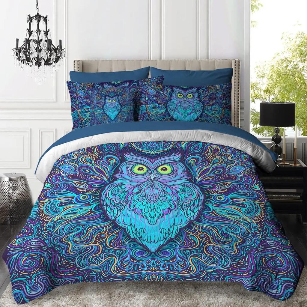 Owl Duvet Cover Bird Decor Bedding Collection Printed Comforter Cover For Boys Girls Children Teens Bedroom Decor With 2 Pillow Case
