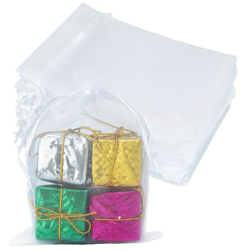Breathable Mesh Organza Bags,Clear Drawstring Pouches with Ribbon for Wedding Gift,Jewelry Packaging,Gift Bag Geometric Patterns