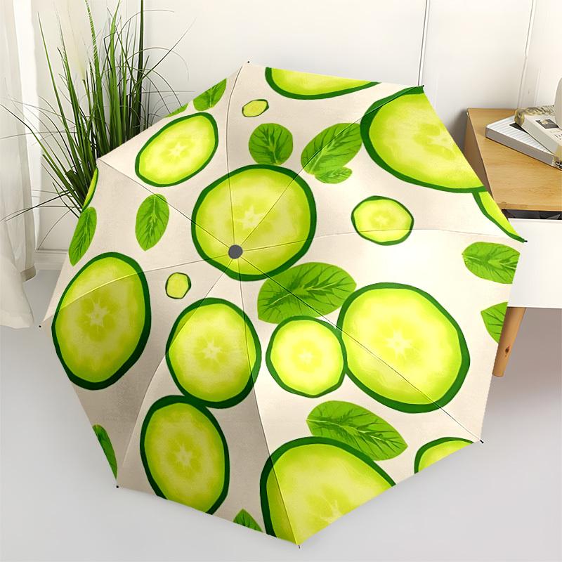 

1pc Cucumber Slices Automatic Opening/Closing Folding Umbrella with 8 Ribs,Portable Sunshade Umbrella Birthday and Holiday gifts yy251231165
