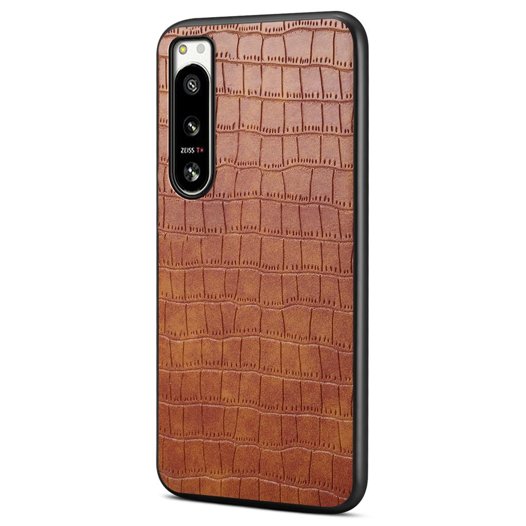 For Sony Xperia 5 IV 5G Case Crocodile Texture Leather Anti-Scratch Back Cover
