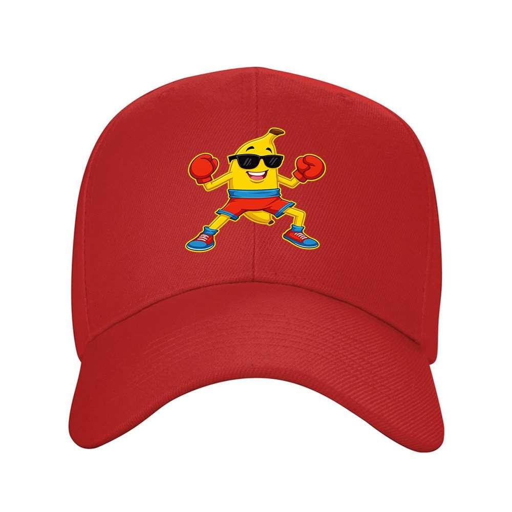 Boxing Banana Graphic Baseball Cap Cool Cartoon Visor Hat Outdoor Adjustable Sports Cap One Size