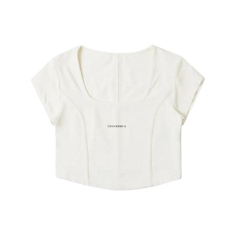 

Converse Summer Fun Collection SS24 Solid Color U-Neck Short Sleeve T-Shirt Women Tops White 10026506-A02