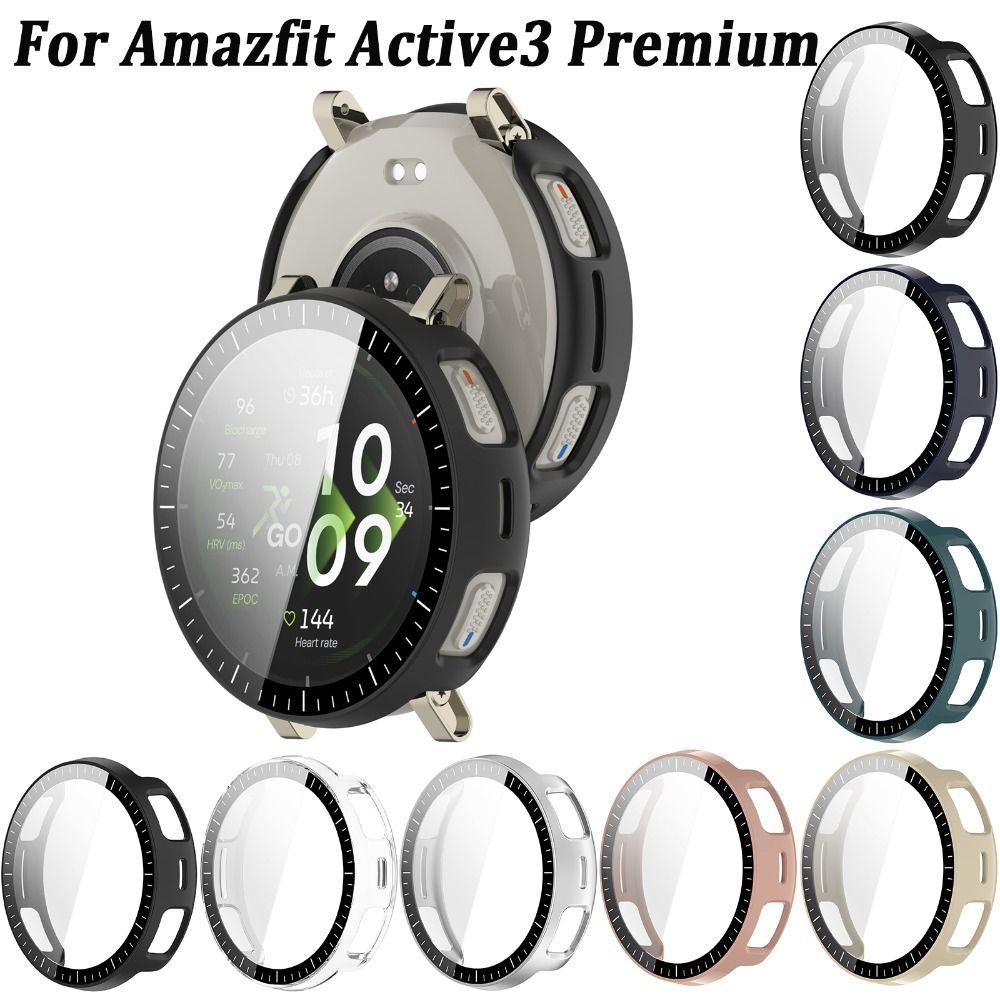PC+Tempered Screen Protector Cover Shell for Amazfit Active 3 Premium Smart Watch Accessories