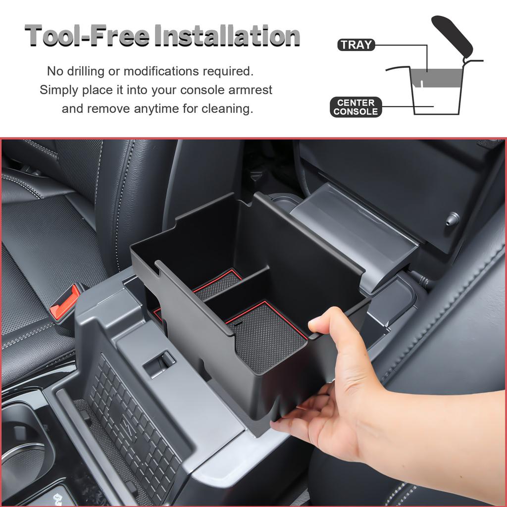 For 2020-2025 Ford Explorer Console Organizer Armrest Storage Box Tray Interior Phone Holder Storage Secondary Car Accessories