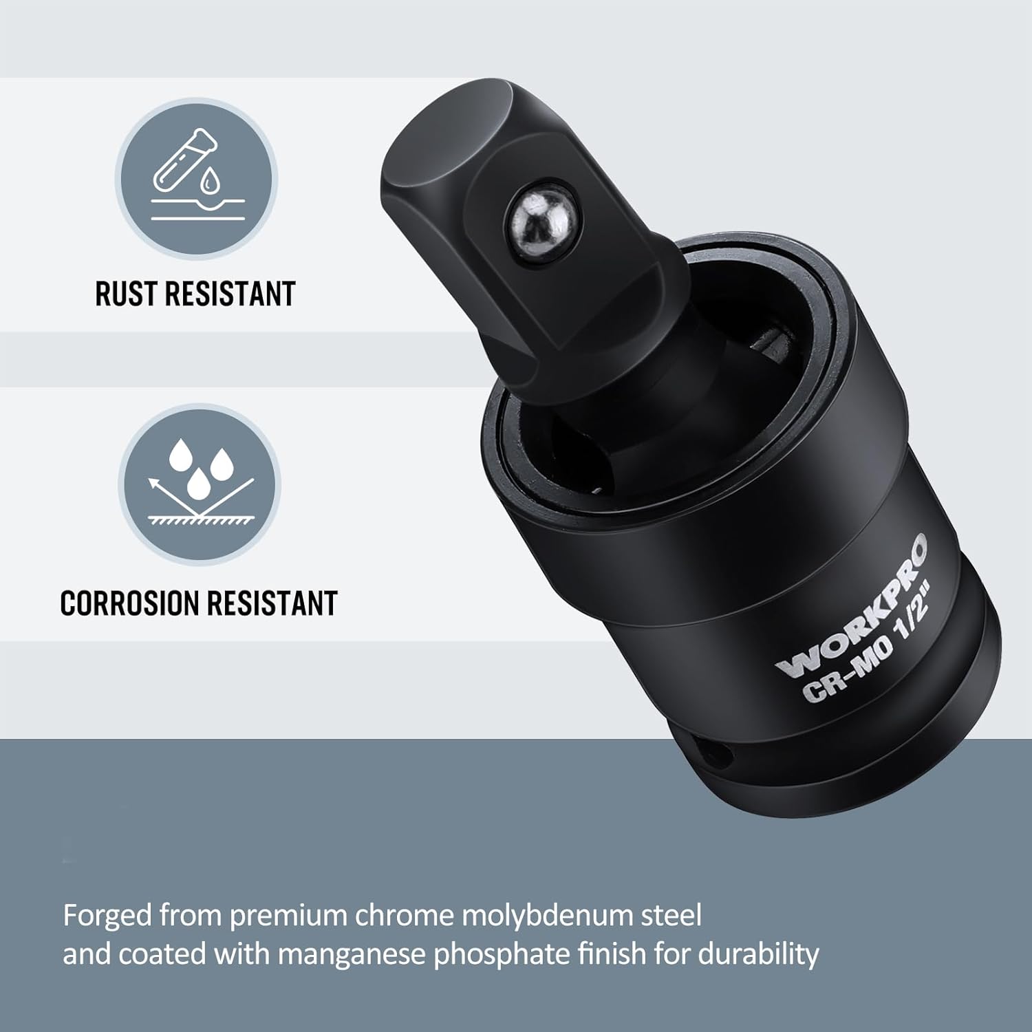 

Impact Universal Joint Set, 3-Piece 1/2 , 3/8 , 1/4 Drive, 360° Rotation, CR-MO Steel, Impact Grade United States
