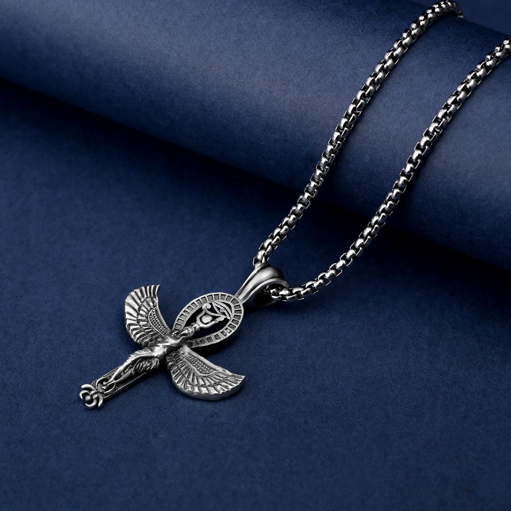 Ancient Egyptian Muse **** Eye of Horus Pendant European and American Vintage Men's Necklace Titanium Steel Jewelry