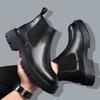 2025 Korean Version of British Tide Men's Casual High-top Leather Shoes Business Retro Simple Leather Boots Martin Boots Sleeve Short Boots