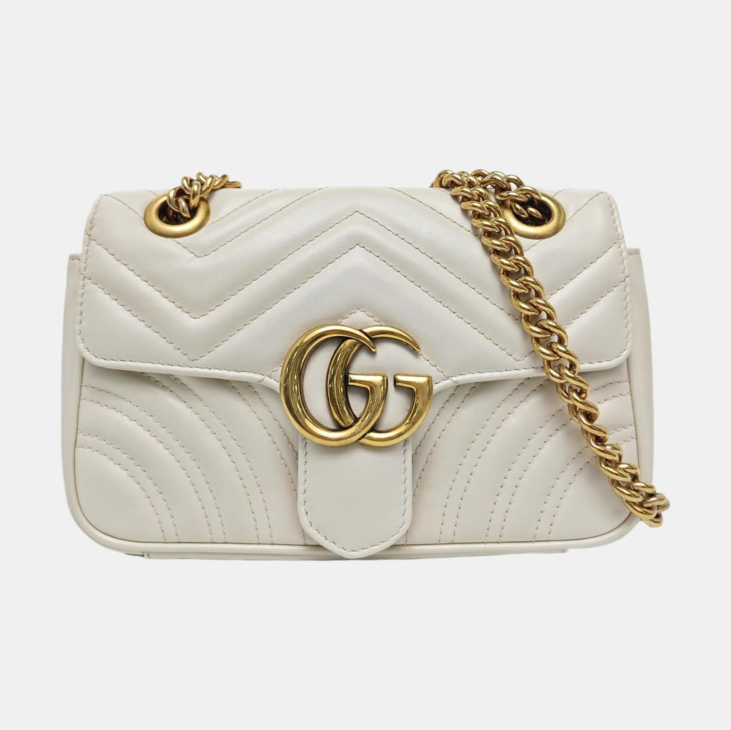 [Pre-Owned] Gucci GG Marmont Matelassé Mini Bag 'White' - Very Good #1NVV52K
