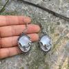 Gothic Victoria Geometric Oval Lacework Stereo Relief Vampire Bat Dangle Earrings for Women Hallowmas Jewelry Accessories Gifts