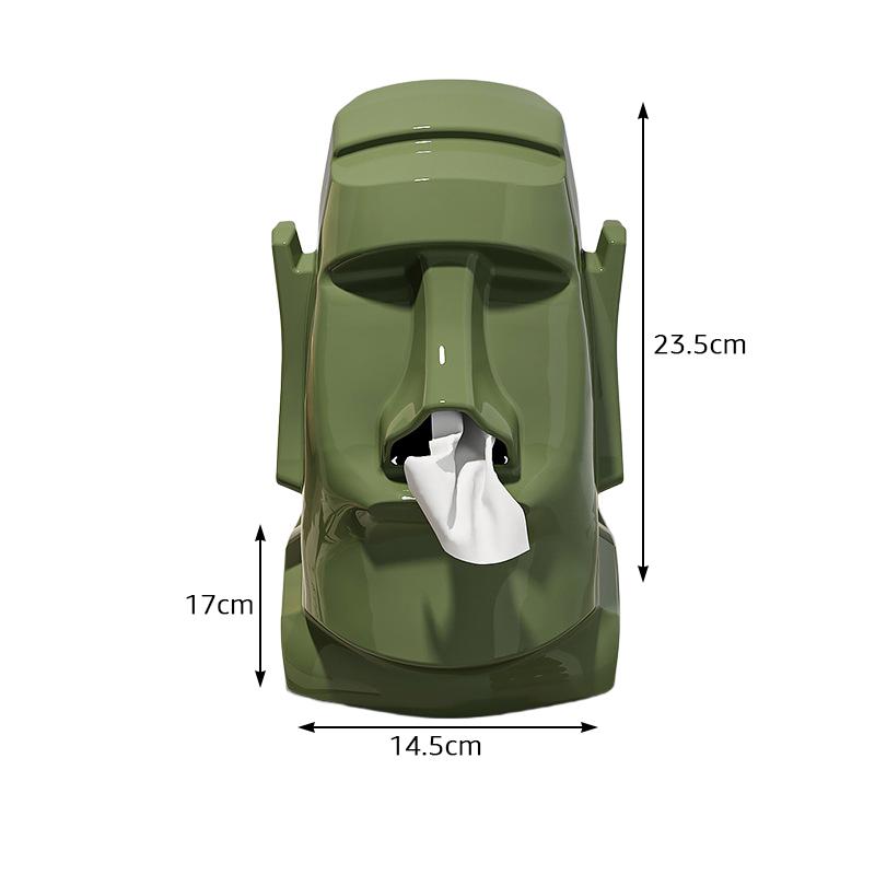 

Moai Tissue Box Holder with Headphone Holder, Suitable for Living Room, Bedroom and Other Desktop Storage Boxes зелёный