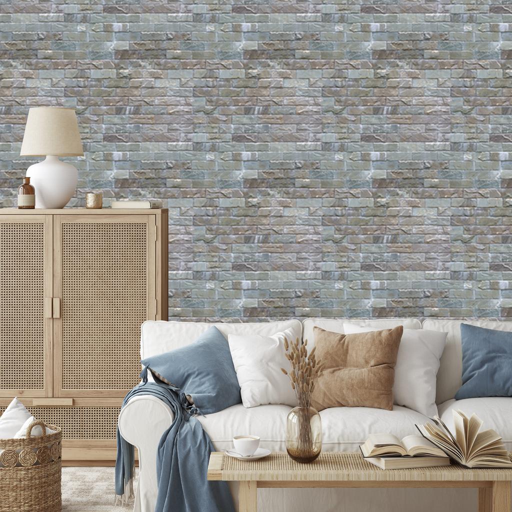 Colorful Bricks Wallpaper with 3D Effect for Living Room and Bedroom 50x1000