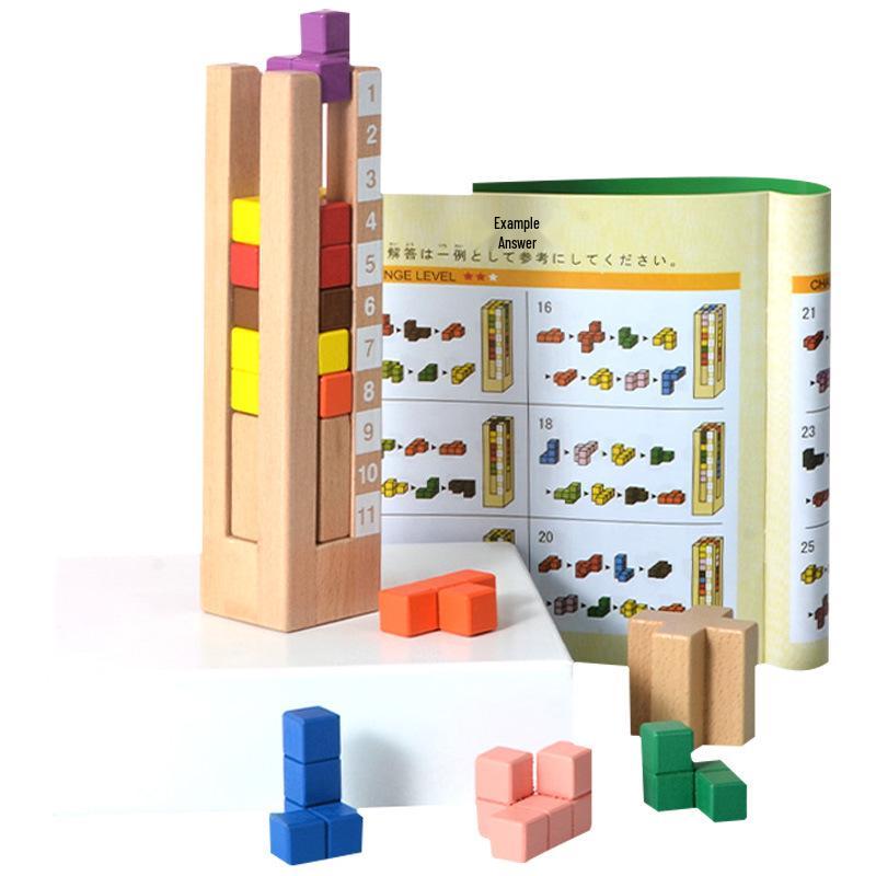 Wooden Magnetic Tetris Blocks - Educational 3D Puzzle Toy for Children