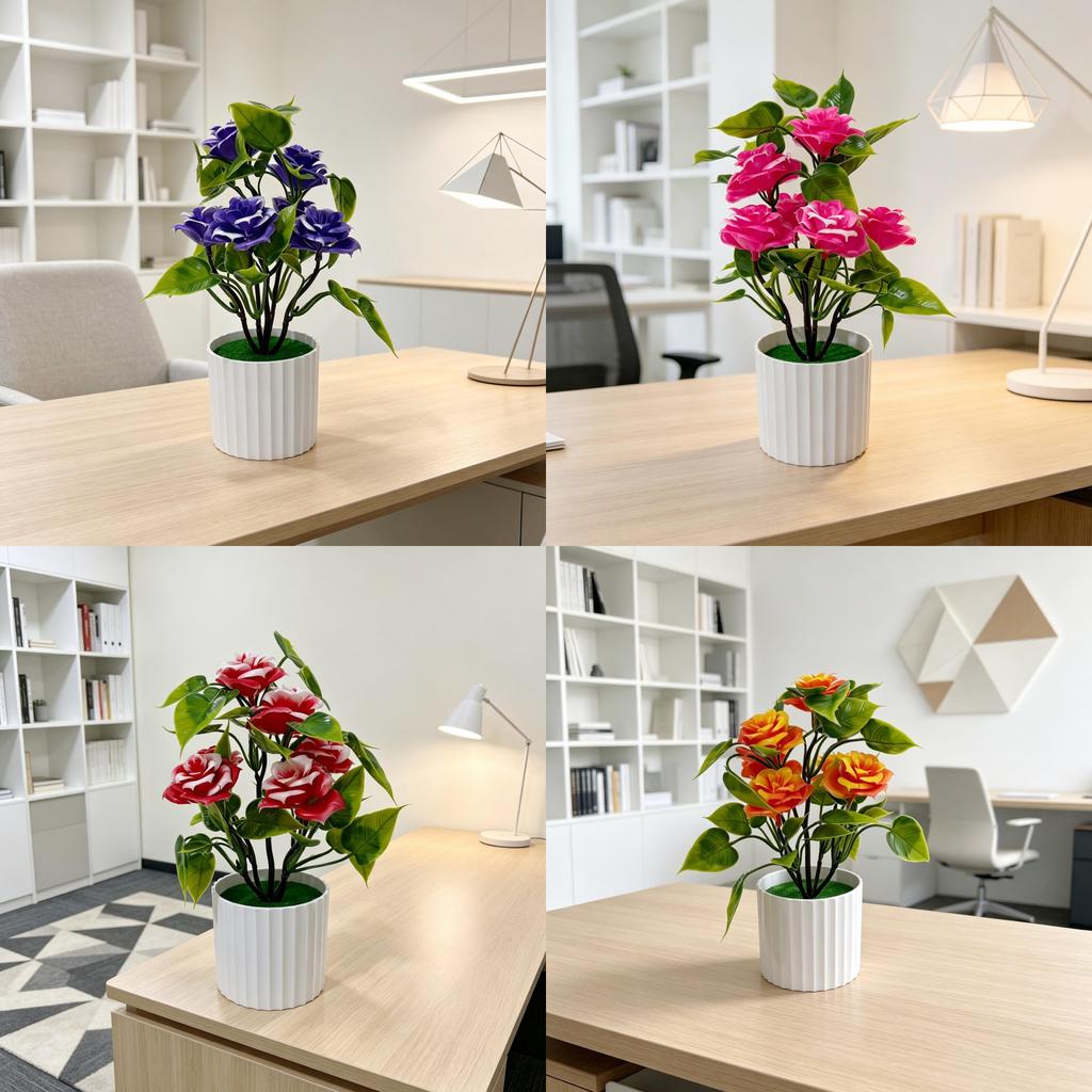 Artificial Rose Plant With Plastic Construction For Wedding Decor And Home Display
