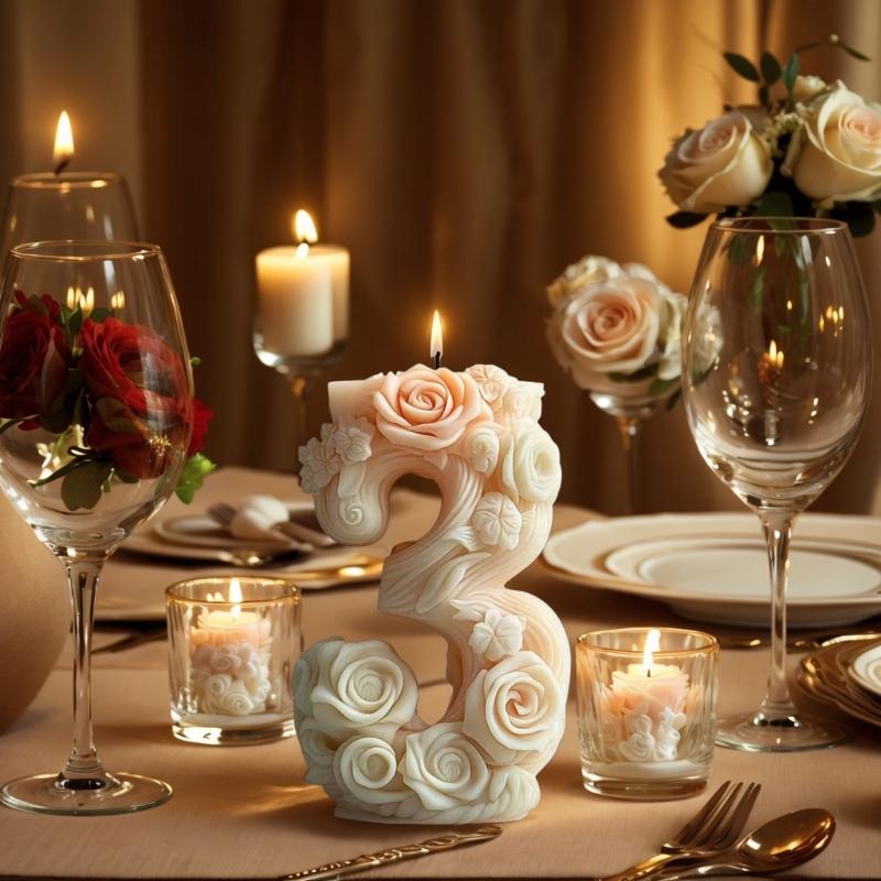 3D Blume Silikon Kerzenformen für handgemachte Kerzen Seife Floral Zahl Silikon Kerzenformen Epoxidharz Silikonformen