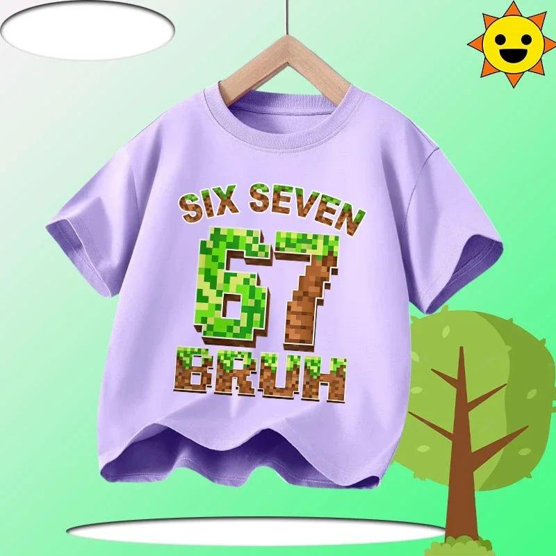 Funny Six Seven Italian Brainrot 67 Graphic Print TShirt BoyGirl Summer Short Sleeved Kids Loose Comfortable Tshirt Tee Top